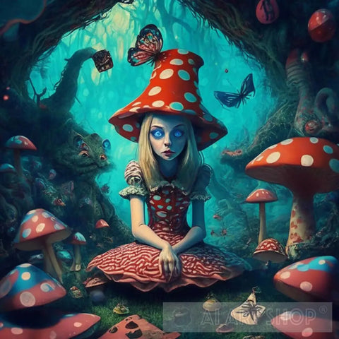 Alice On A Shroom Trip Surrealism Ai Art