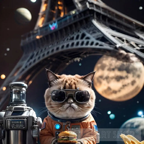 Alien Cat In Paris Animal Ai Art