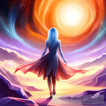 Alien Female Walking To The Sunset Ai Artwork