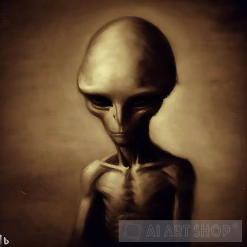 Alien Painted By Leonardo Da Vinci. Ai Painting