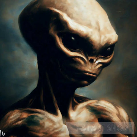 Alien Painted By Michelangelo. Ai Painting