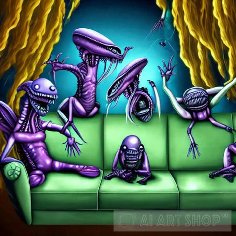 Aliens Hanging Out Abstract Ai Art