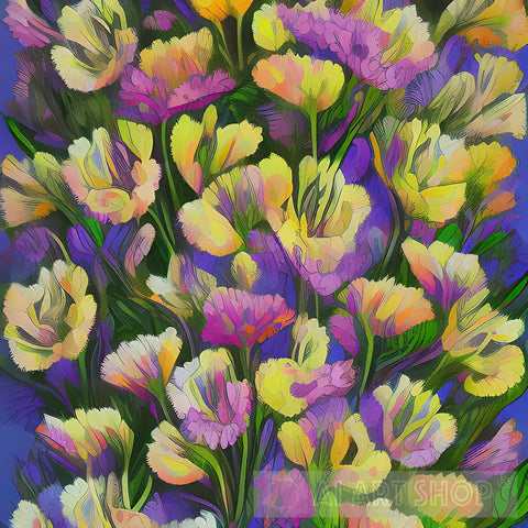 Alstroemeria Flowers Purples And Yellows Ai Artwork