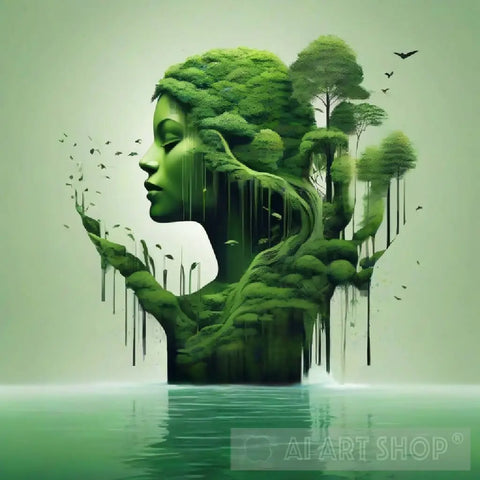 Amazing Photo Beauty Of Green Nature And Waterfalls Ai Artwork