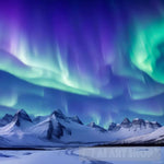 Amazing View Of The Night Sky With Northern Light Over Icy Mountains And Snow Aurora Borealis Nature