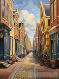 Amsterdam City Netherlands Building Street.The Sidewalk.oil Colours.3 Ai Artwork