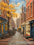 Amsterdam City Netherlands Building Street.The Sidewalk.oil Colours.3 Ai Artwork