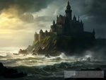 An Ancient And Weathered Stone Castle Stands Atop A Steep Cliff Overlooking Stormy Sea Ai Artwork