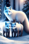 An Arctic Fox And The Pups Playing In Deep Snow A Morning Ai Artwork