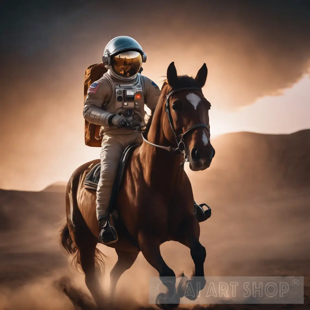 An astronaut riding a horse