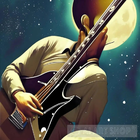 An Electric Guitar Singing On The Moon Ai Painting