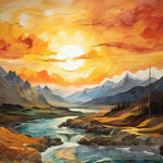 An Exceptional Artistic Design That Embodies The Splendor Of Nature And Sunsets. Landscape Ai Art