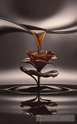 An Imaginative Picture Of A Rose With Honey Poured On It From Above Gives Its Dark Golden Color And