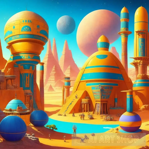 Ancient Egyptian In Space Ai Painting