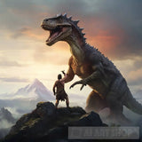 Ancient Man Fights A Dinosaur #2 Ai Artwork
