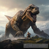 Ancient Man Fights A Dinosaur #2 Ai Artwork