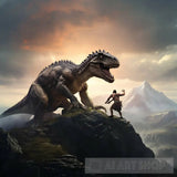 Ancient Man Fights A Dinosaur #2 Ai Artwork