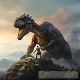Ancient Man Fights A Dinosaur #2 Ai Artwork