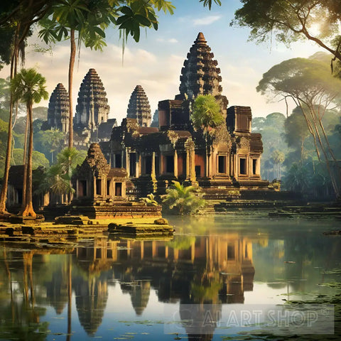 Angkor Wat Ancient Khmer Temple Ai Painting