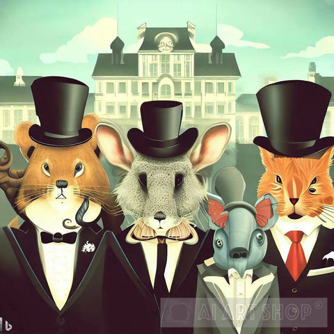 Animals In Top Hats Animal Ai Art