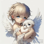 Anime Angel Child With Pet Modern Ai Art