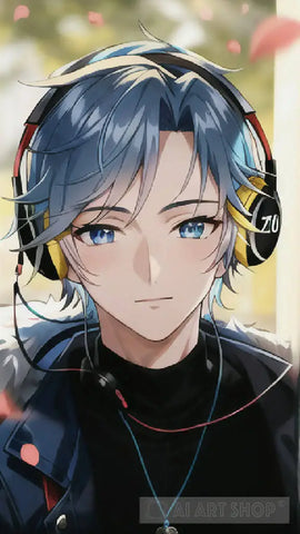 Anime Boy With Headphones Ai Artwork