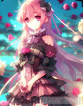 Anime Girl With Pink Hair And Roses Ai Artwork