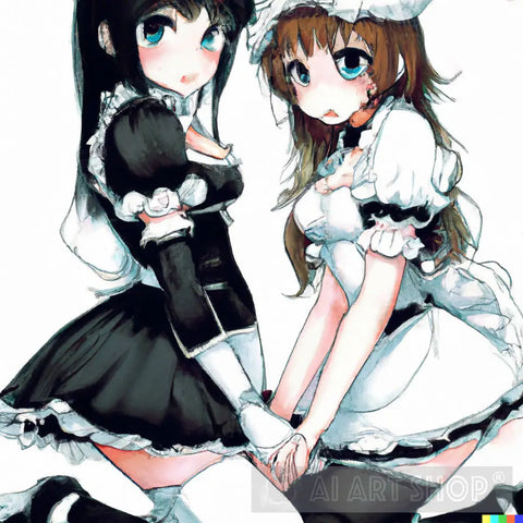 Anime Maids Holding Hands Ai Artwork