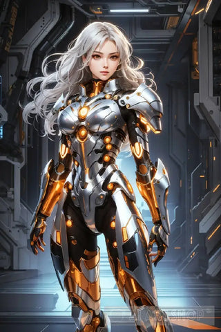 Anime - Silver Armoured Android Girl 2 Modern Ai Art