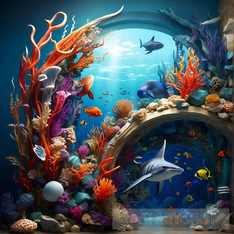 Aquatic Tapestry Ai Artwork