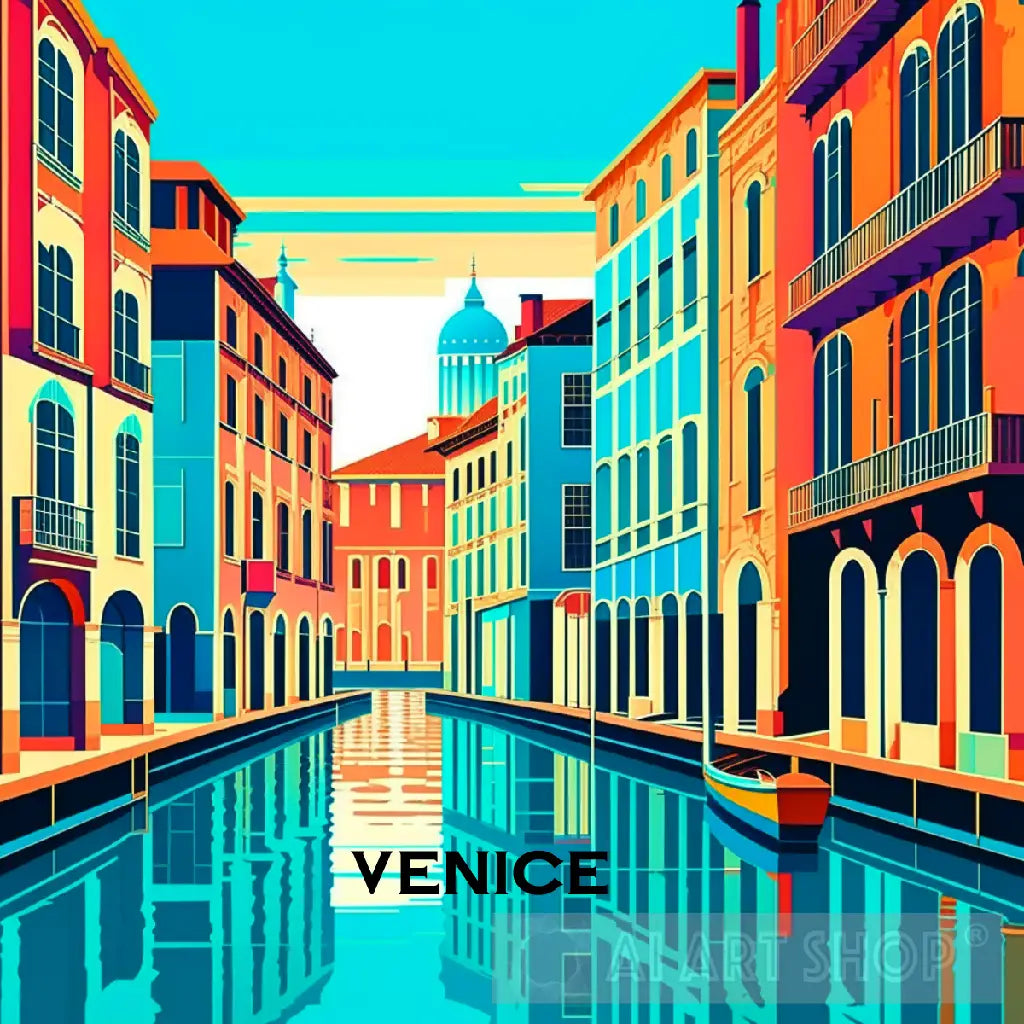 Art Deco Venice in vibrant color