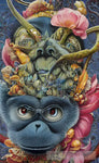 Art Painting Of The Monkey Behind Roses Animal Ai