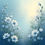 Elegant vector illustration of white flowers on a blue background, capturing a tranquil and blooming beauty. Generative Al