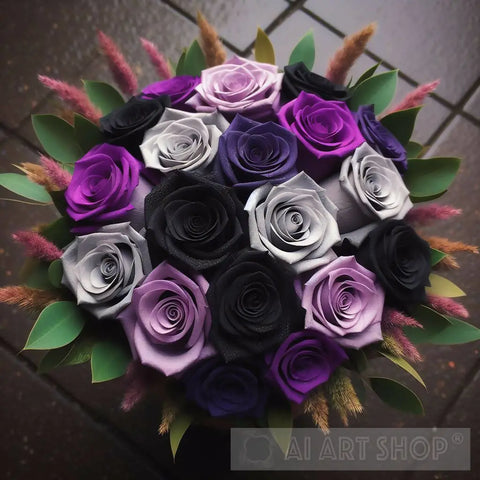 Asexual Flag Colors Rose Bouquet Ai Artwork