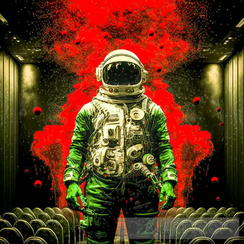 Astronaut Dark Style Followed By Red Smoke Ai Artwork