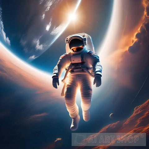 Astronaut Floating In Space Ai Artwork