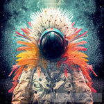 Astronaut In Coloured Feathers Ai Artwork