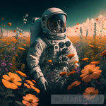 Astronaut In The Flower Field Ai Artwork