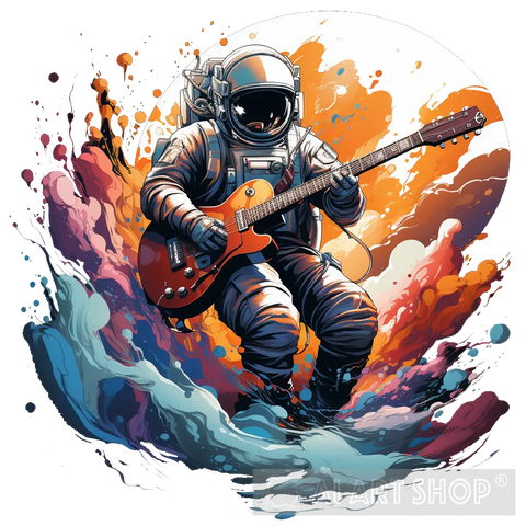 Astronaut Playing Guitar Ai Painting