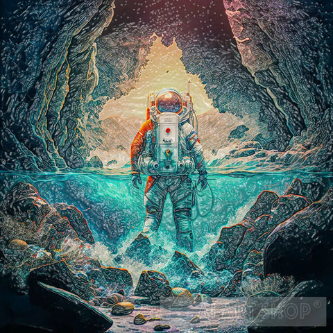 Astronaut Submerged In Water Ai Artwork