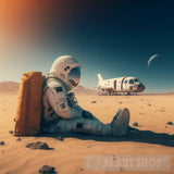 Astronaut With Spaceship In The Desert Ai Painting