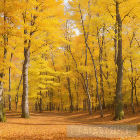 Autumn Colors. Landscape In The Forest. The Leaves That Turn Yellow Autumn Offer A Visual Feast.