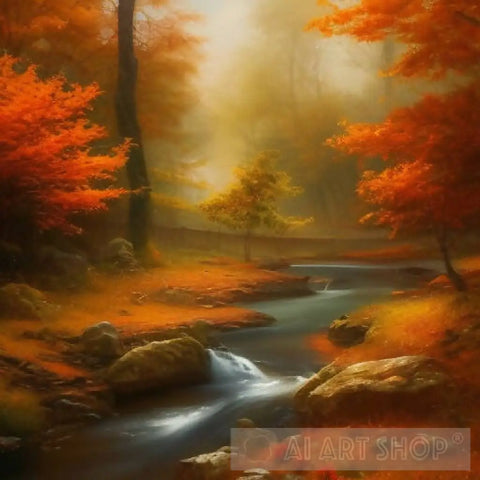 Autumn In A Dreamy Forest Ai Painting