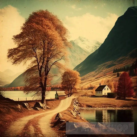 Autumn Vintage Landscape Landscape Ai Art