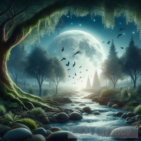 Awesome Moonlight Landscape Ai Art