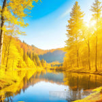 Awesome Sunny Landscape In The Forest. Wonderful Autumn Scenery Landscape Ai Art