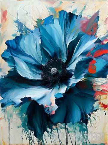 Azure Bloom Abstract Ai Art