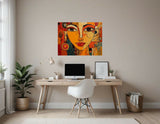 Woman's Face in the Style Desk and bare wall