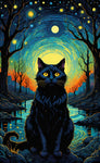 Starry Night Black Cat