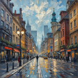 Beneath the Clouded Sky, a City Breathes in Colors of Rain and Light